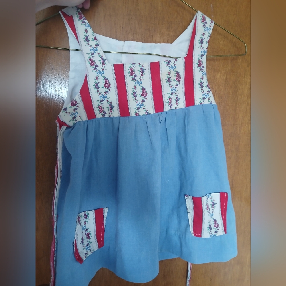 Blue and Red Floral Striped Dress